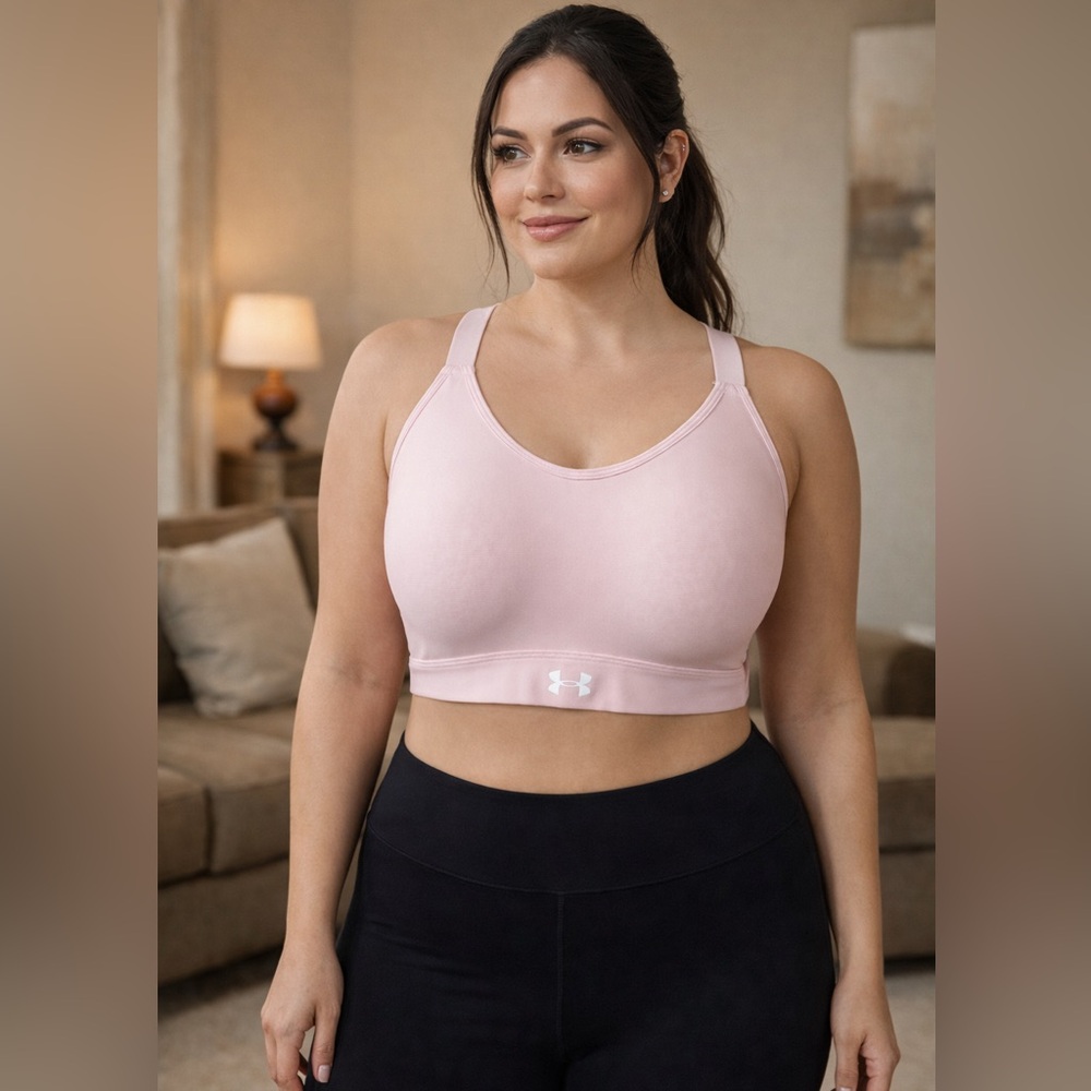 Under Armour Women’s Pink Medium Support Sports Bra Crossback Size 2X